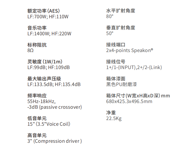 MX15 高性能二分頻舞臺返送揚(yáng)聲系統(tǒng)